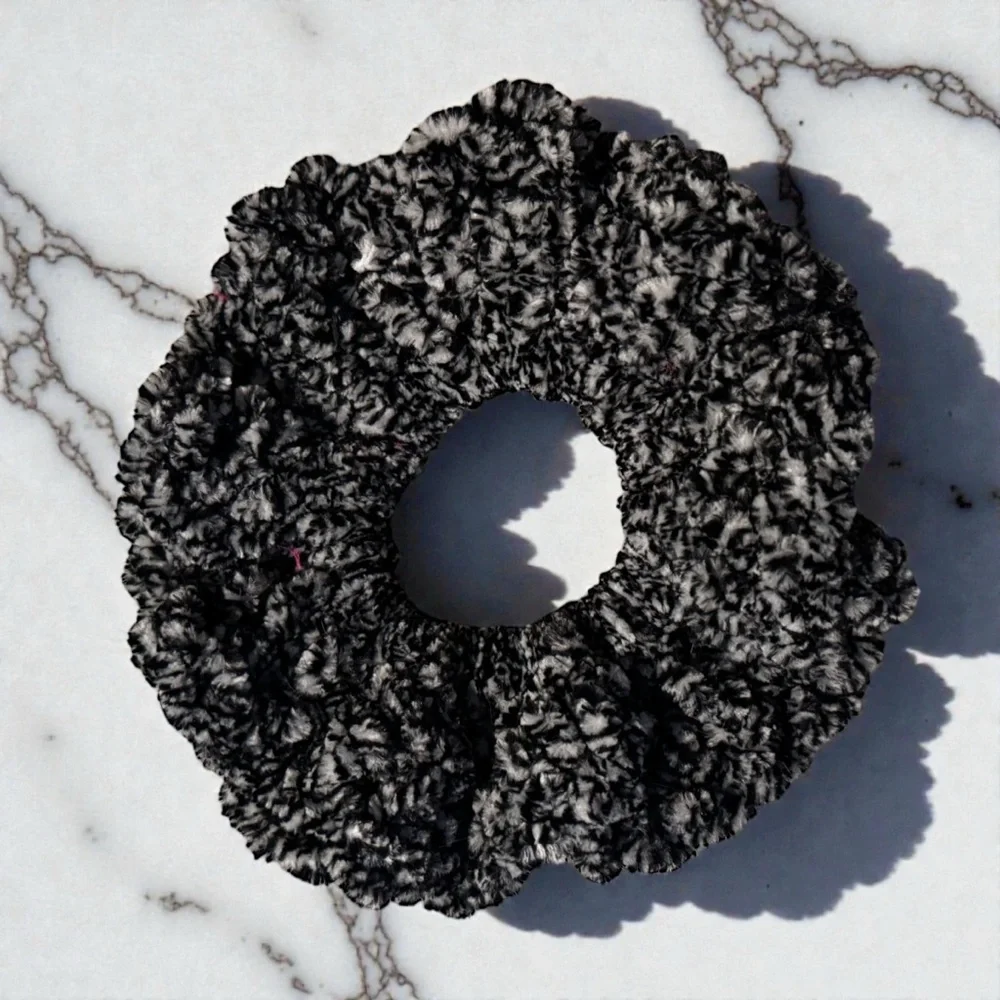 Elegant Black and White Hair Scrunchie